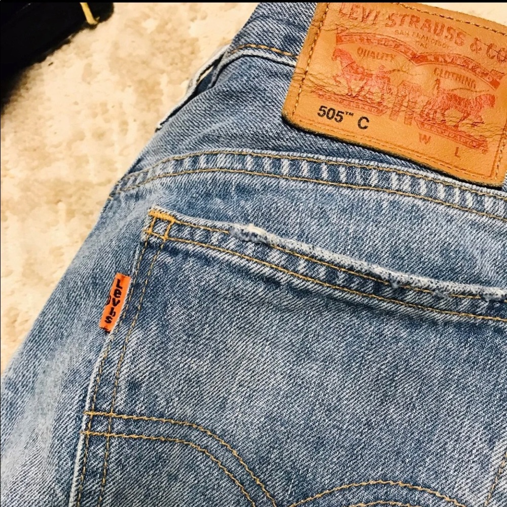 ⭐️RARE⭐️ vintageLEVIS 505 cropped orange tab jeans